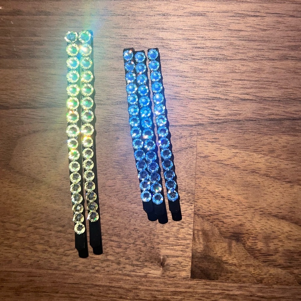 Handmade Blue & Yellow Austrian Crystal Bobby Pin Set
